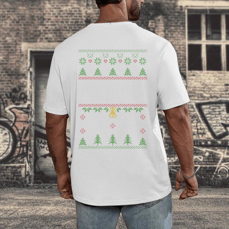 No Hugs Introvert Ugly Christmas Sweater Style Men's Back Print T-Shirt