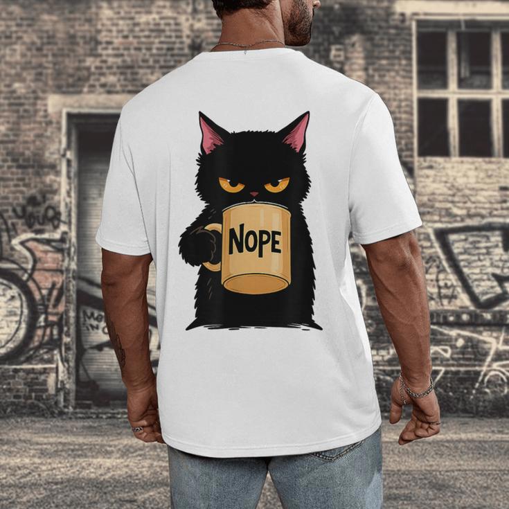 Nope Coffee Cat – Introvert Humor Monday Kitty Men's Back Print T-Shirt Nope Coffee Cat – Introvert Humor Monday Kitty Men's Back Print T-Shirt