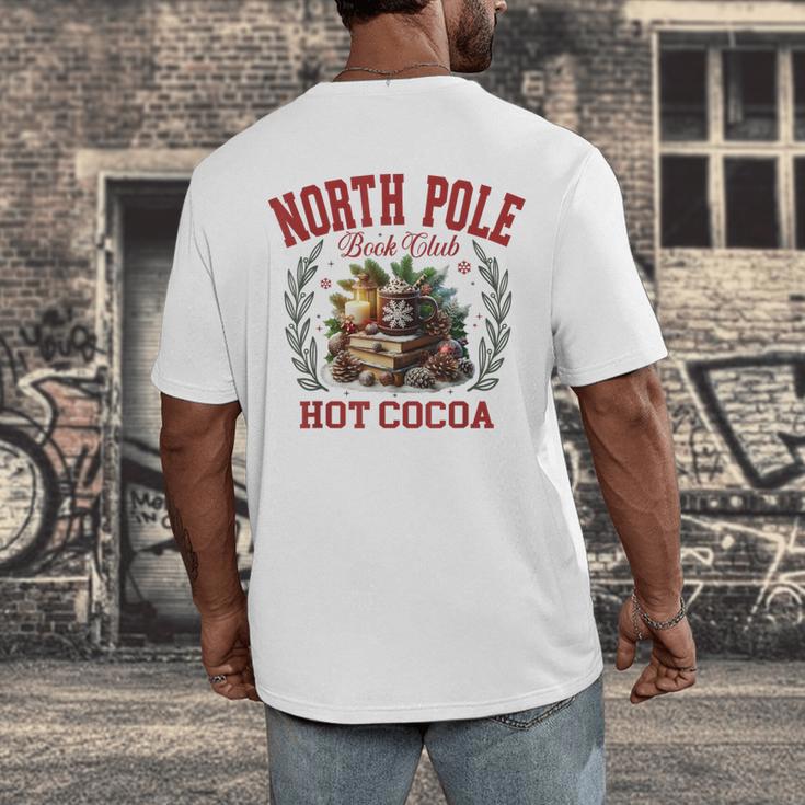 North Pole Book Club Hot Cocoa Bookworm Christmas Xmas Men's Back Print T-Shirt North Pole Book Club Hot Cocoa Bookworm Christmas Xmas Men's Back Print T-Shirt