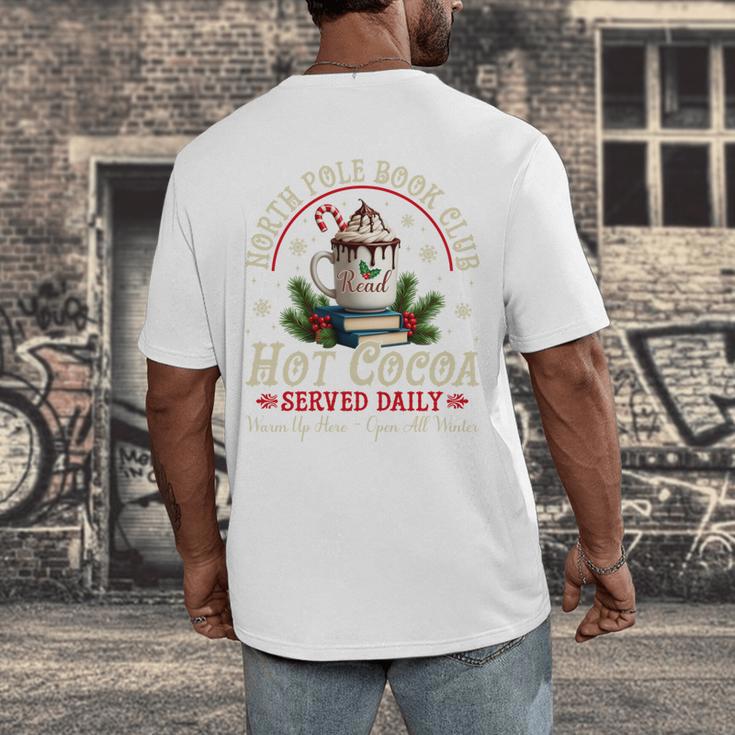North Pole Book Club Hot Cocoa Librarians Bookish Christmas Men's Back Print T-Shirt