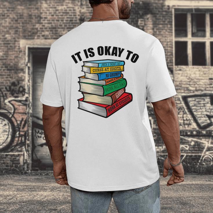 It Is Okay To Be a Grumpy Old Man Book Lover Premium Men's Back Print T-Shirt