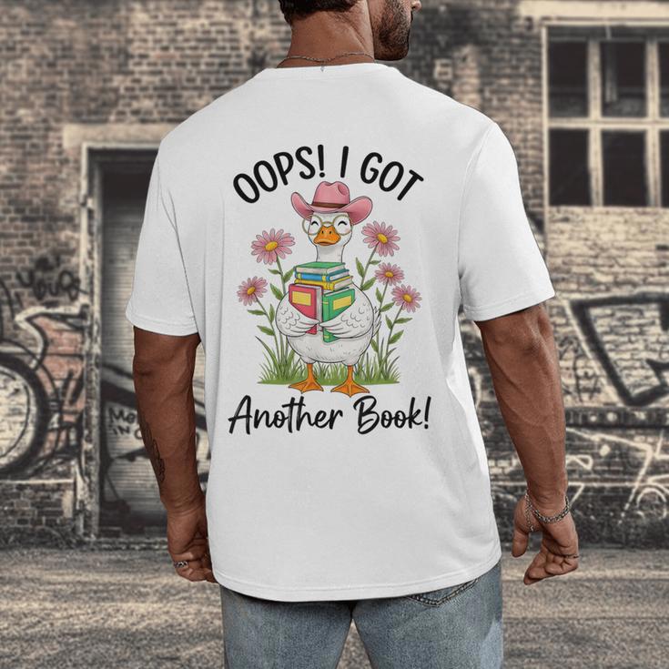 Oops I Got Another Book Cute Goose Librarian Reading Teacher Men's Back Print T-Shirt