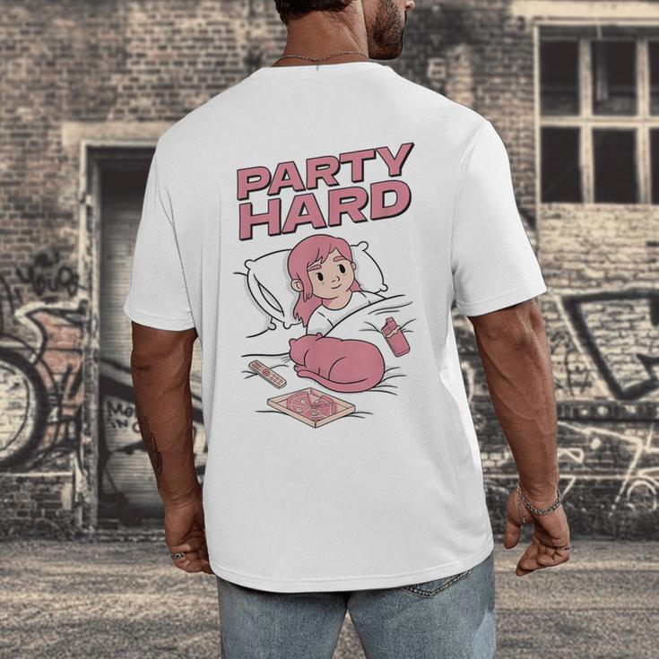 Party Hard Comfortable Stay At Home Introvert Men's Back Print T-Shirt Party Hard Comfortable Stay At Home Introvert Men's Back Print T-Shirt