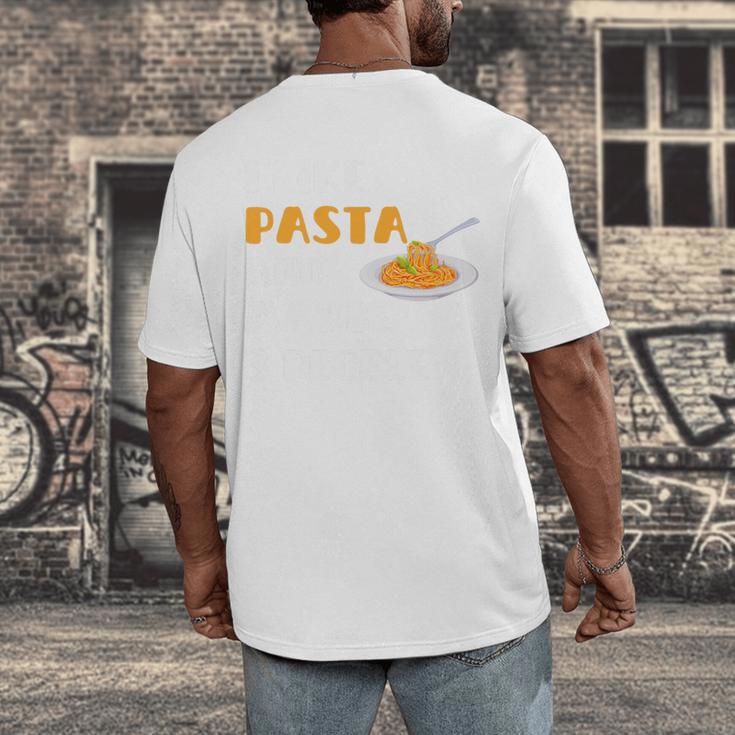 I Like Pasta And Maybe 3 People Introvert Foodie Premium Men's Back Print T-Shirt I Like Pasta And Maybe 3 People Introvert Foodie Premium Men's Back Print T-Shirt