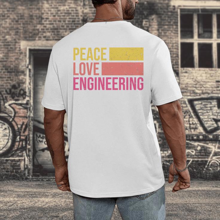Peace Love Engineering Engineer School Graduation Retro Men's Back Print T-Shirt