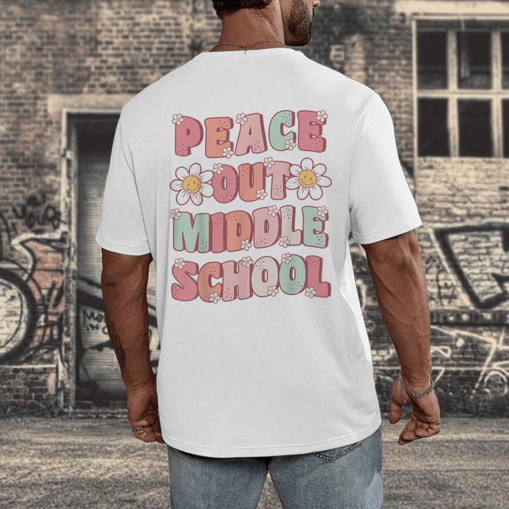 Peace Out Middle School Graduation Groovy Last Day Of School Men's Back Print T-Shirt