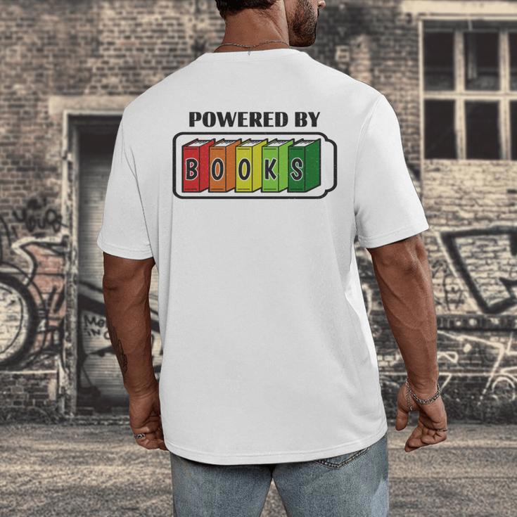 Powered By Books Bookworm Librarian Reading Men's Back Print T-Shirt