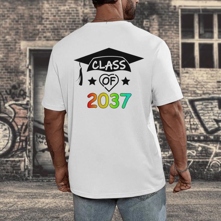 Pre-K -12th Grade Hand Prints Space Graduation Class Of 2037 Men's Back Print T-Shirt