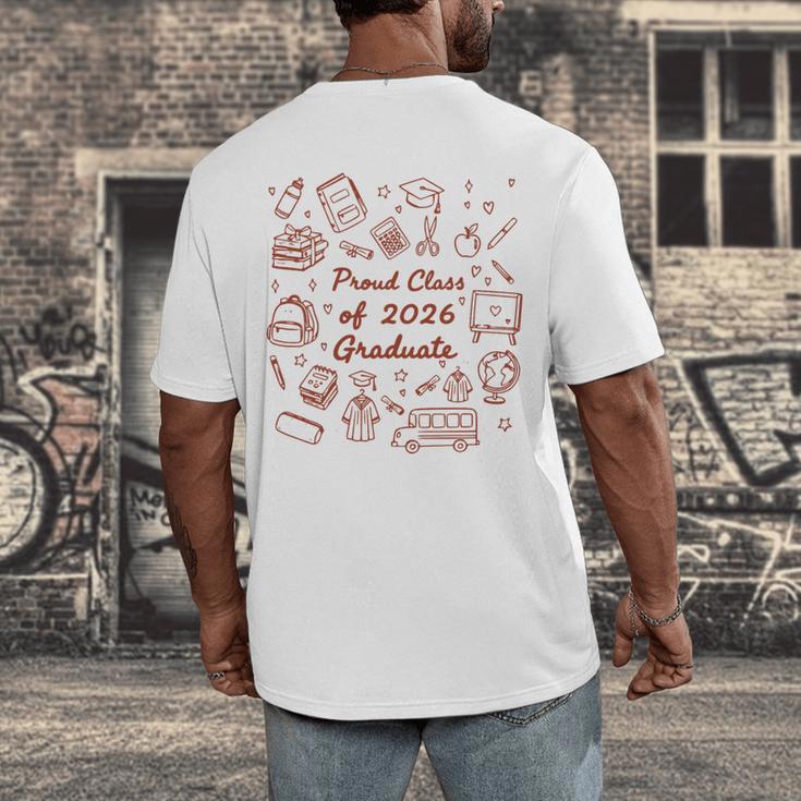 Proud Class Of 2026 Graduate Doodle Senior Graduation Premium Tri-Blend Men's Back Print T-Shirt