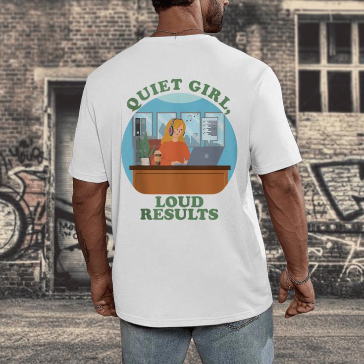 Quiet Girl Loud Results Introvert Office Staff Secretary Men's Back Print T-Shirt