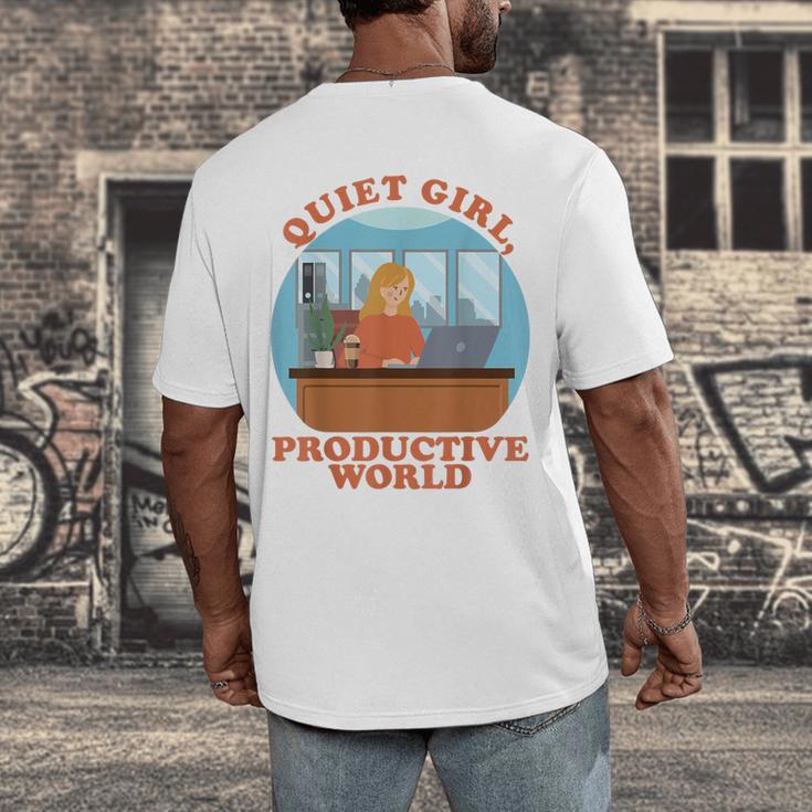 Quiet Girl Productive World Introvert Office Staff Secretary Men's Back Print T-Shirt Quiet Girl Productive World Introvert Office Staff Secretary Men's Back Print T-Shirt