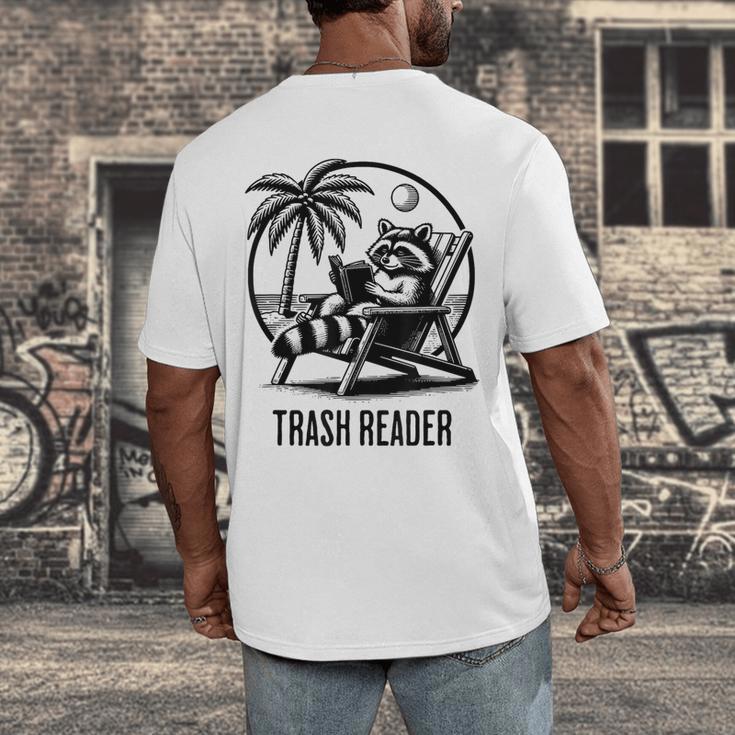 Raccoon Reading Books Summer Humor Trash Reader Men's Back Print T-Shirt