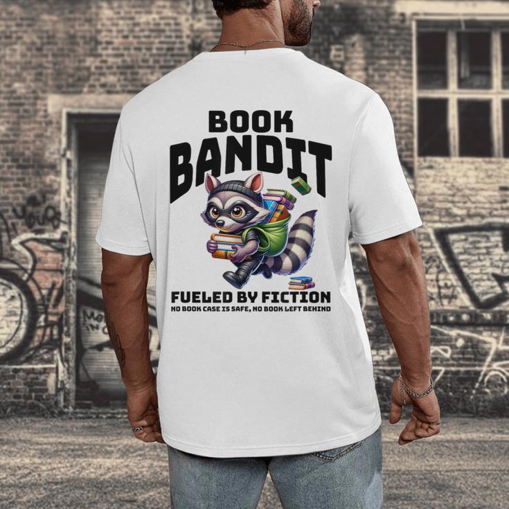 Racoon-Bookworm-Book Bandit-Fueled By Fiction Men's Back Print T-Shirt