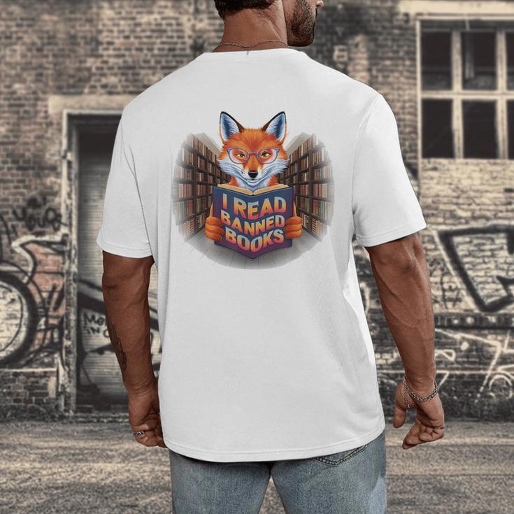 I Read Banned Books Sly Fox Reading Books Men's Back Print T-Shirt