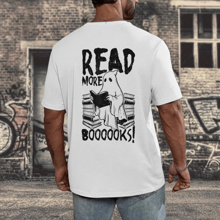 Read More Books Ghost Halloween Reading Teacher Literacy Men's Back Print T-Shirt Read More Books Ghost Halloween Reading Teacher Literacy Men's Back Print T-Shirt
