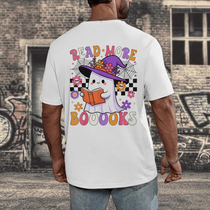 Read More Books Ghost Reading Book Teacher Halloween Men's Back Print T-Shirt Read More Books Ghost Reading Book Teacher Halloween Men's Back Print T-Shirt