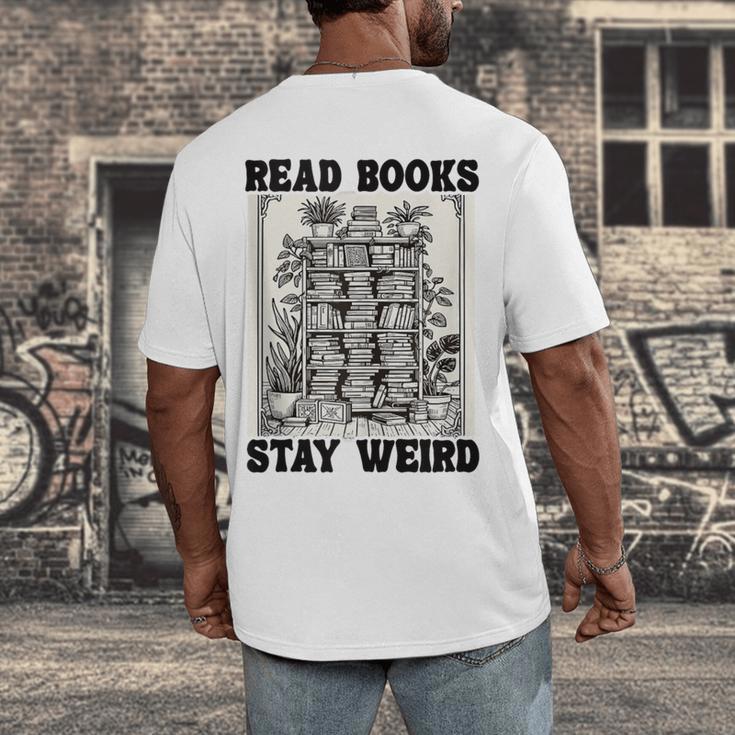 Read Books Stay Weird Book Lover Joke Introvert Reading Men's Back Print T-Shirt Read Books Stay Weird Book Lover Joke Introvert Reading Men's Back Print T-Shirt