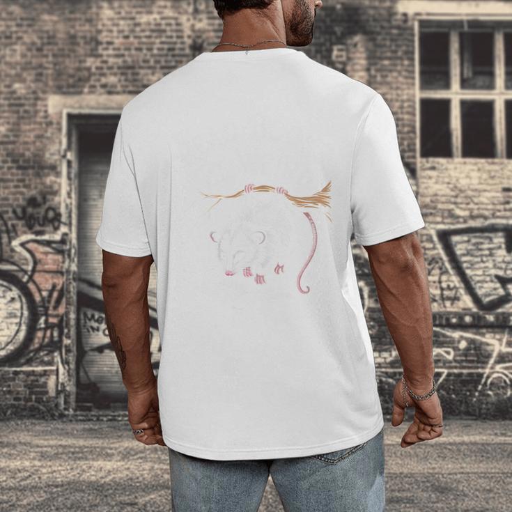 Read Books Be Weird Stay Feral Opossum Men's Back Print T-Shirt Read Books Be Weird Stay Feral Opossum Men's Back Print T-Shirt