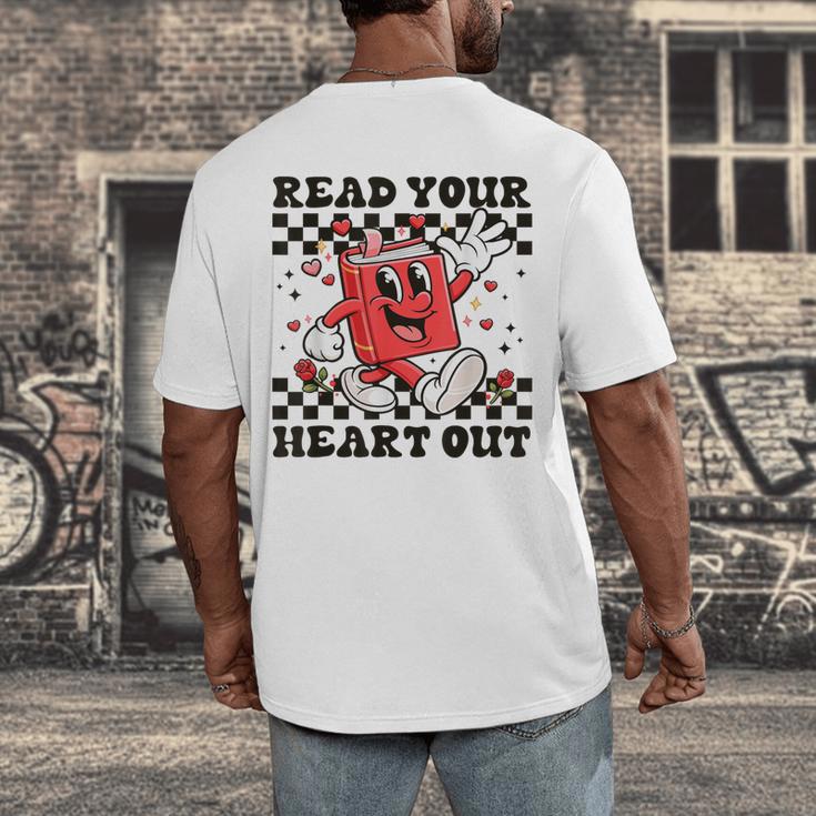 Read Your Heart Out Teacher Valentines Book Lover Men's Back Print T-Shirt