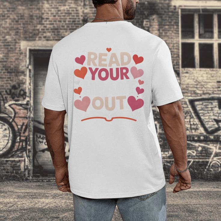 Read Your Heart Out Teacher Valentines Day Reading Book Love Men's Back Print T-Shirt