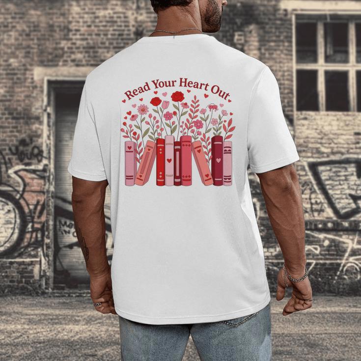 Read Your Heart Out Teacher Valentines Day Reading Book Men's Back Print T-Shirt Read Your Heart Out Teacher Valentines Day Reading Book Men's Back Print T-Shirt