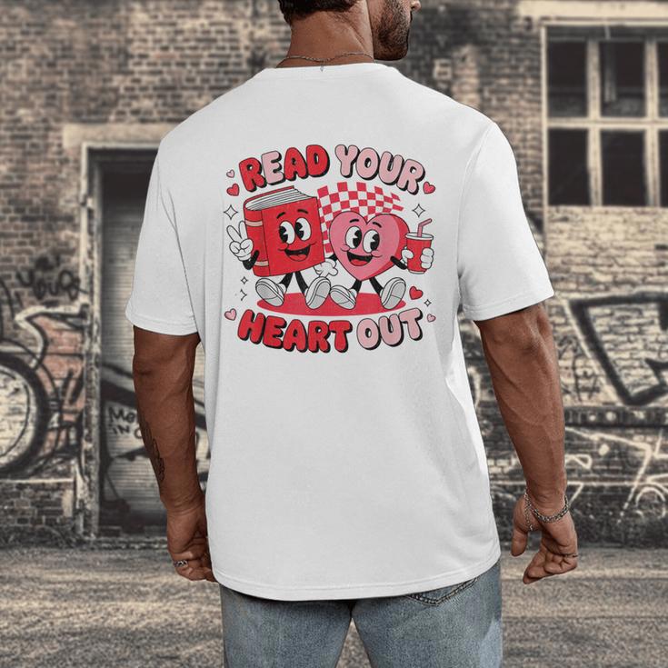 Read Your Heart Out Valentine's Day Retro Teacher Bookish Men's Back Print T-Shirt