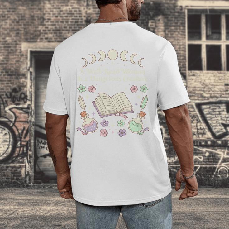 Well Read Woman Literature Quote Celestial Book Floral Men's Back Print T-Shirt