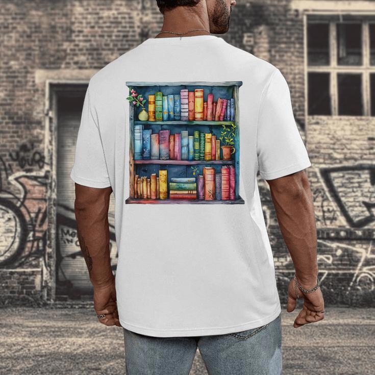 Reading And Bookcase Magic Book Premium Men's Back Print T-Shirt Reading And Bookcase Magic Book Premium Men's Back Print T-Shirt