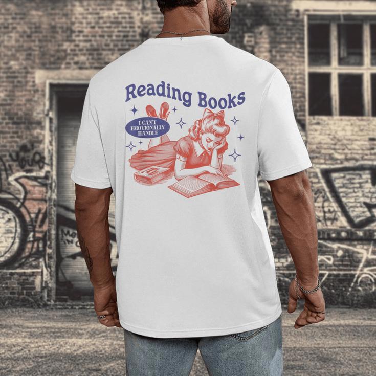 Reading Books I Can't Emotionally Handle Book Lover Men's Back Print T-Shirt Reading Books I Can't Emotionally Handle Book Lover Men's Back Print T-Shirt