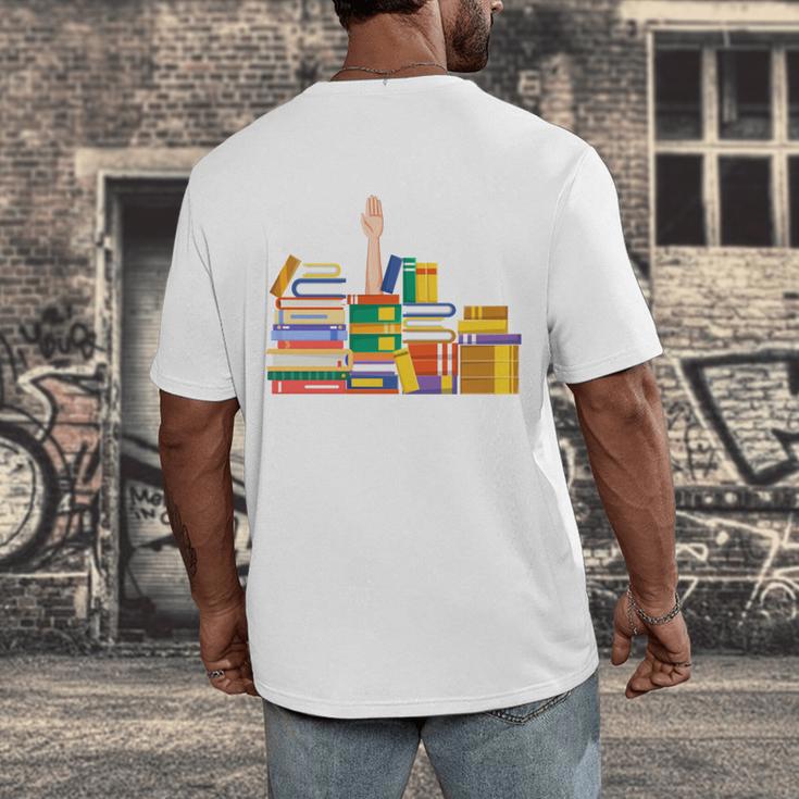 Reading Books Librarian Reader Nerd I'm Ok Teacher Men's Back Print T-Shirt