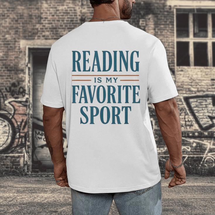 Reading Is My Favorite Sport Literary Book Lover Typography Men's Back Print T-Shirt