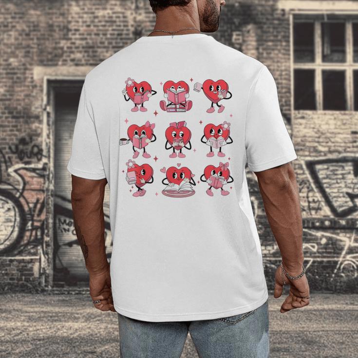 Reading Heart Book Valentines Day Teacher Women Girl Men's Back Print T-Shirt