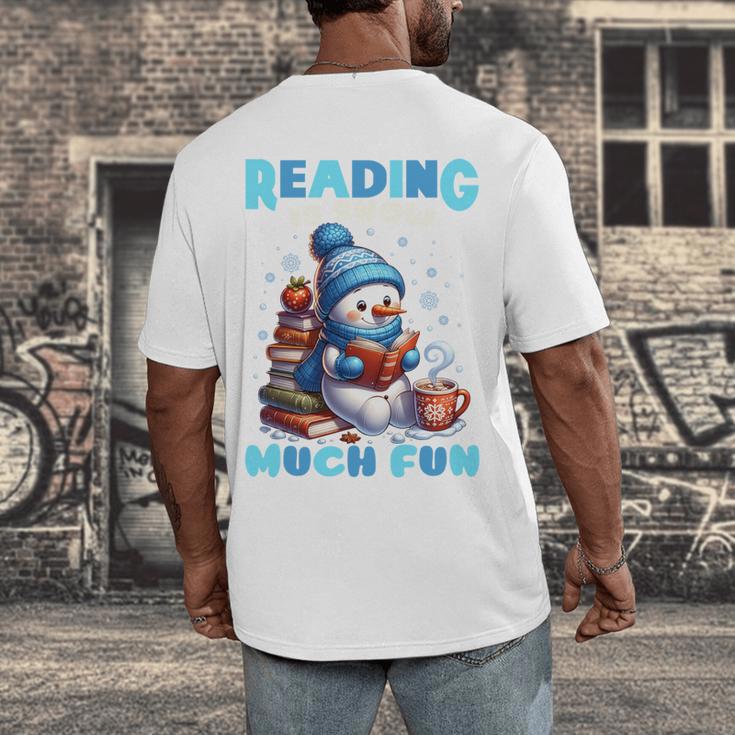Reading Is Snow Much Fun Christmas Xmas Book Reading Men's Back Print T-Shirt