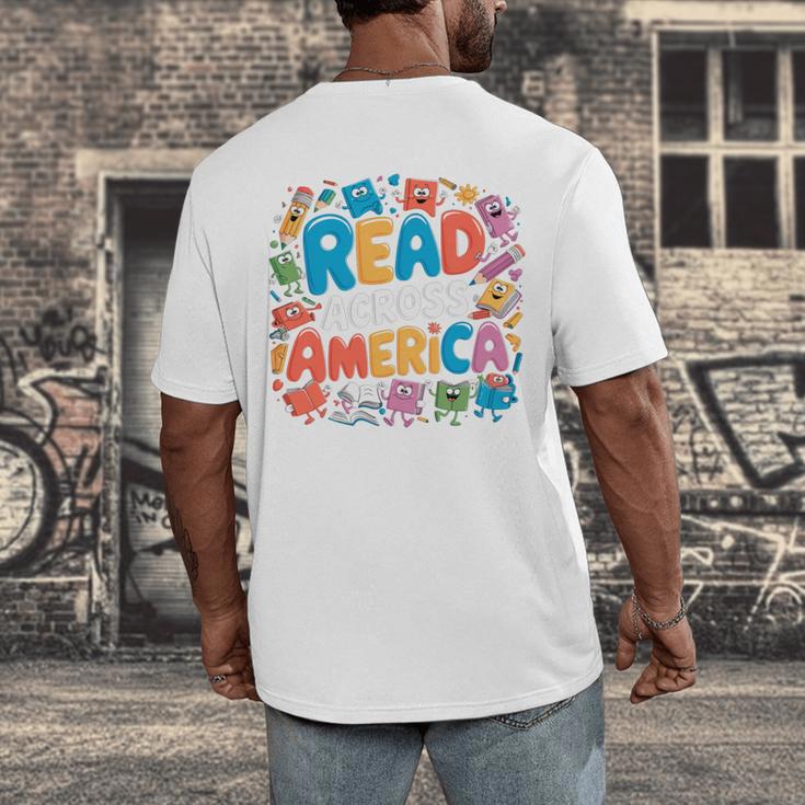 Reads Across Tee America Reading Teacher Books Reader Kids Men's Back Print T-Shirt