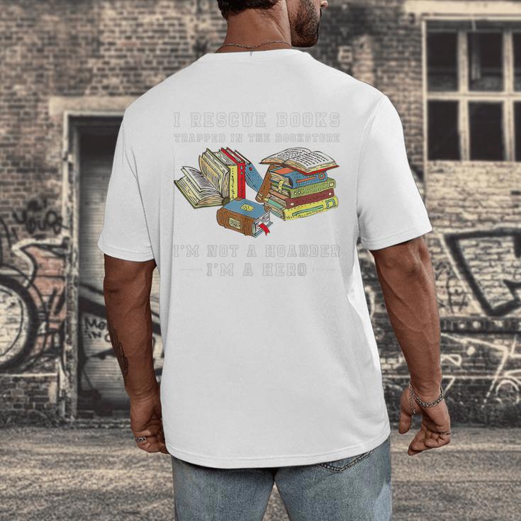 I Rescue Book Trapped In The Bookstore I'm Not A Hoarder Premium Tri-Blend Men's Back Print T-Shirt