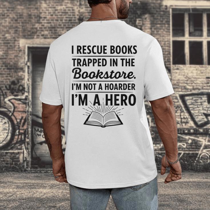 I Rescue Books Trapped In The Bookstore Sarcastic Men's Back Print T-Shirt
