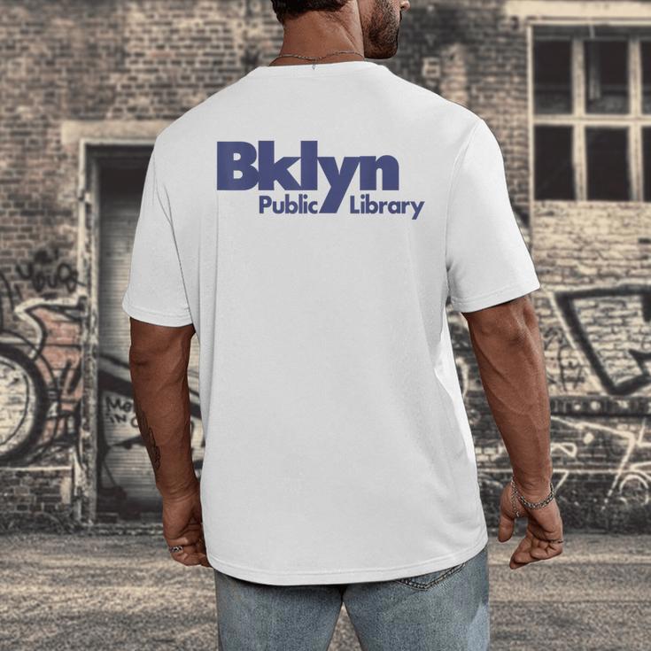 Retro Brooklyn Public Library NY New York Book Lover Men's Back Print T-Shirt Retro Brooklyn Public Library NY New York Book Lover Men's Back Print T-Shirt