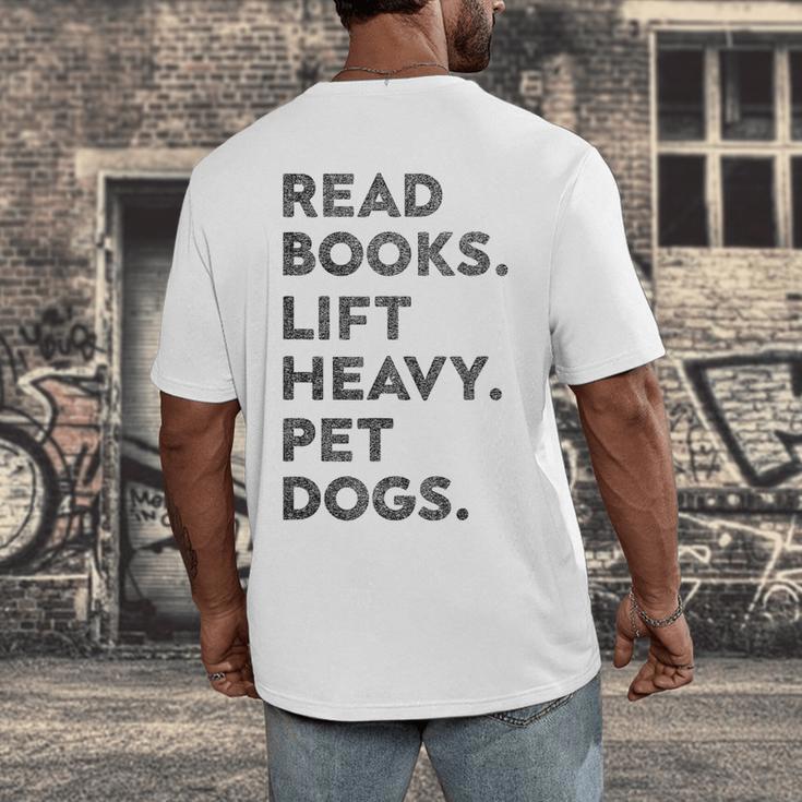 Retro Gym Book Lover Read Books Lift Heavy Pet Dogs Men's Back Print T-Shirt Retro Gym Book Lover Read Books Lift Heavy Pet Dogs Men's Back Print T-Shirt