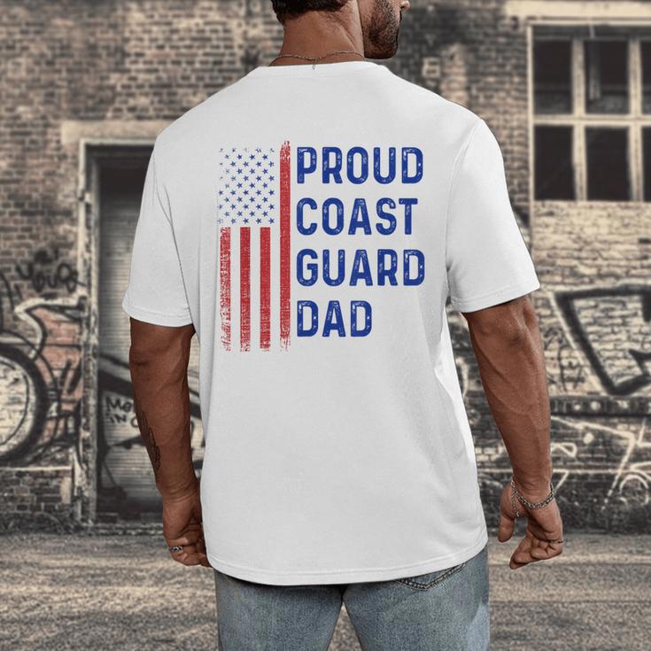 Retro Proud Coast Guard Dad Graduation Dad Usa Flag Outfit Men's Back Print T-Shirt
