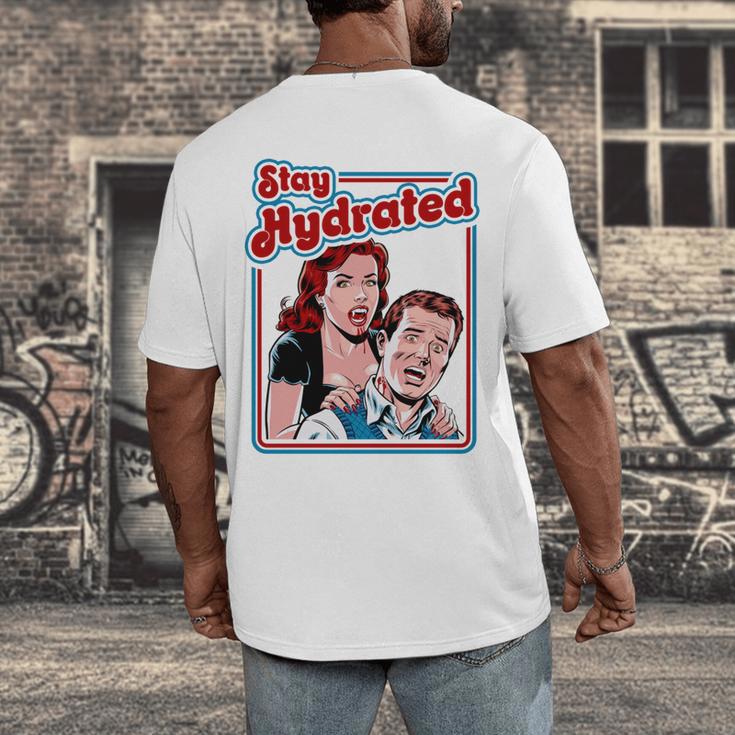 Retro Vampire Book Cover Style Stay Hydrated Halloween Men's Back Print T-Shirt