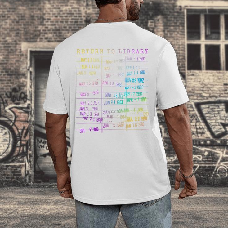 Return To Library Card Book Due Date Bookish Rainbow Reading Men's Back Print T-Shirt Return To Library Card Book Due Date Bookish Rainbow Reading Men's Back Print T-Shirt