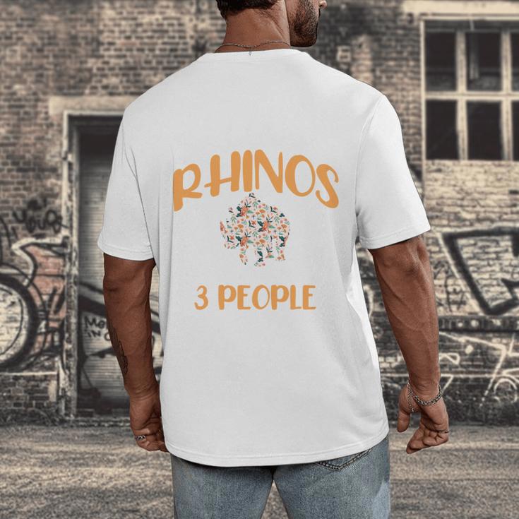 I Like Rhinos And Maybe 3 People Introvert Animal Men's Back Print T-Shirt