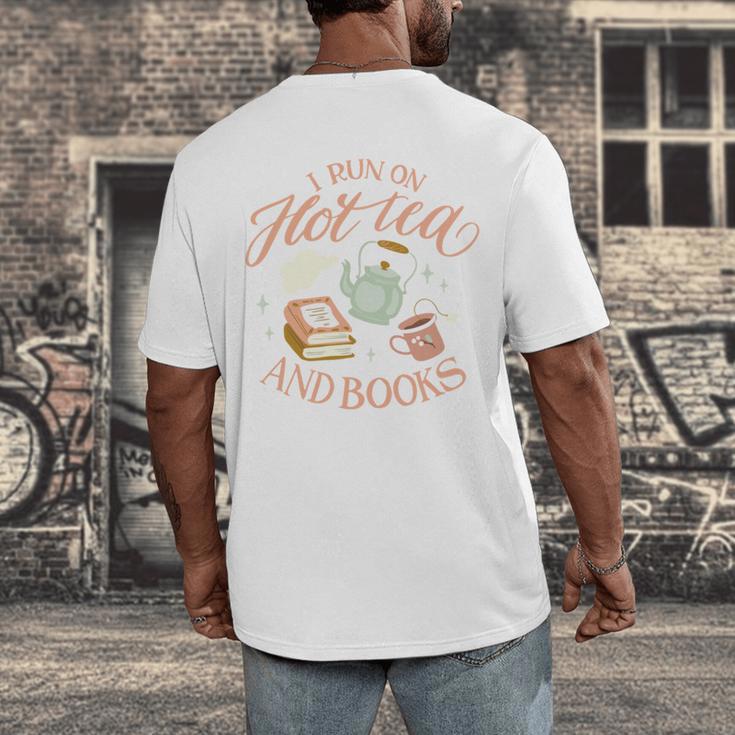 I Run ON HOT Tea & Books Reader Reading Meme Men's Back Print T-Shirt