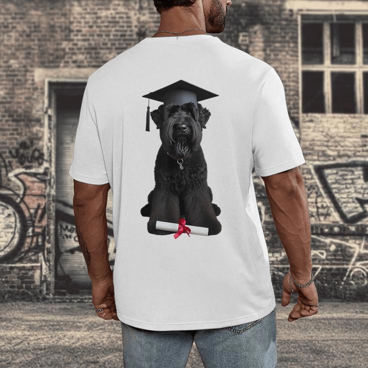 Russian Terrier Dog Graduation Cap Graduate Owner Grad Men's Back Print T-Shirt