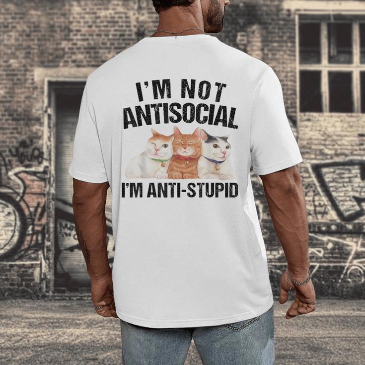 Sarcasm Cat Sarcastic Introvert Antisocial Cat Lover Men's Back Print T-Shirt Sarcasm Cat Sarcastic Introvert Antisocial Cat Lover Men's Back Print T-Shirt