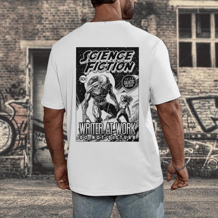 Science Fiction Writer At Work Vintage Book Cover Men's Back Print T-Shirt