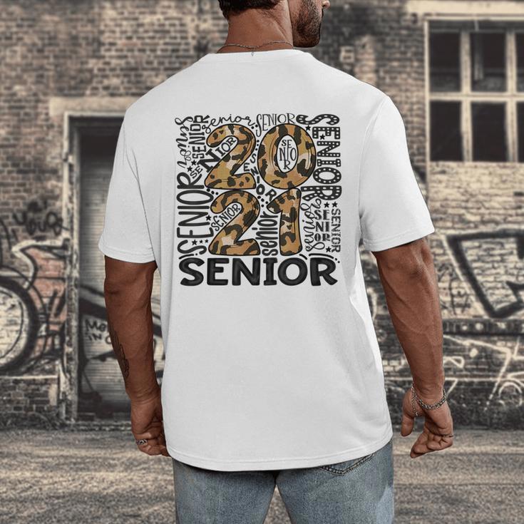Senior 2021 Grad Class Of 2021 Graduation Leopard Cheetah Men's Back Print T-Shirt