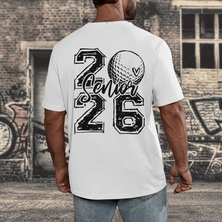Senior 2026 Golf Player Heart Graduation Girls Teens Men's Back Print T-Shirt