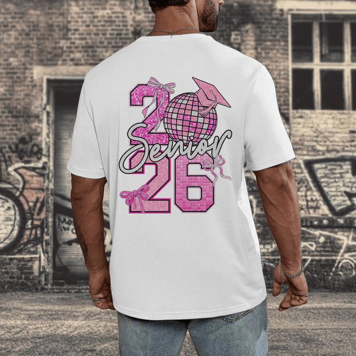 Senior 2026 Graduation Girls Coquette Pink Bow Class Of 2026 Premium Men's Back Print T-Shirt