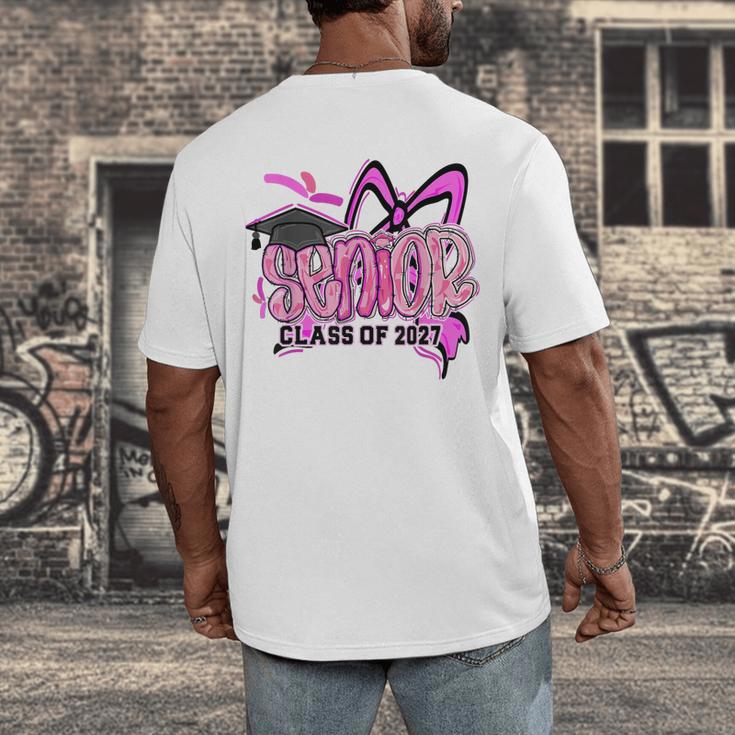 Senior 2027 Class Of 2027 Coquette Girl Pink Graduation 2027 Men's Back Print T-Shirt